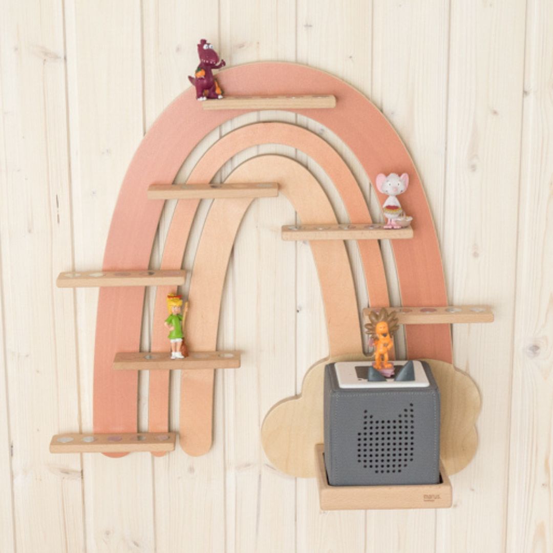 Toniebox-Regal Regenbogen rosa/beige mit Tonies