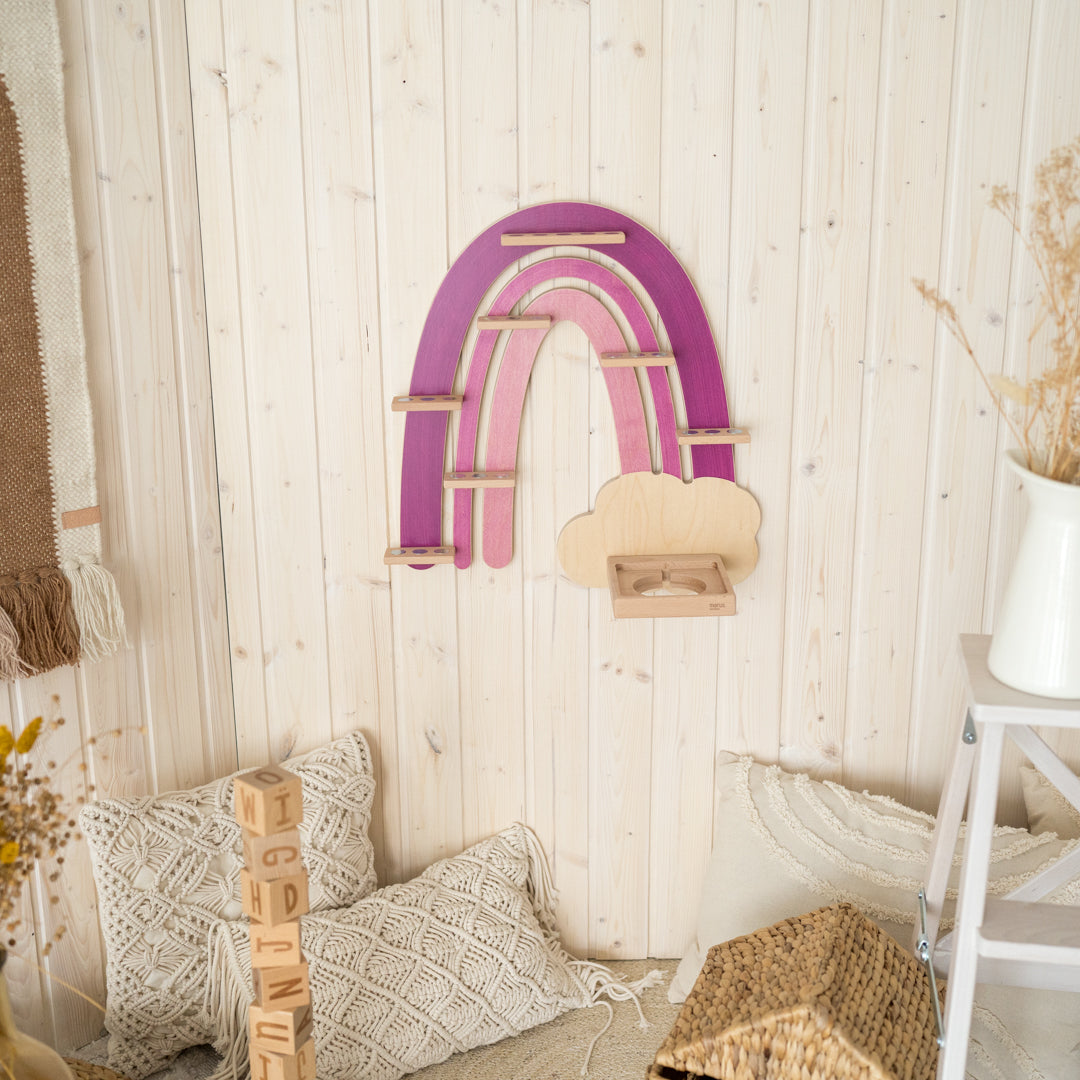Toniebox-Regal Regenbogen lila im Kinderzimmmer