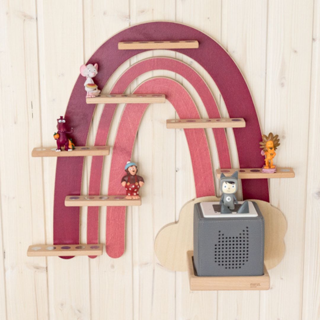 Toniebox-Regal Regenbogen rotviolett mit Tonies