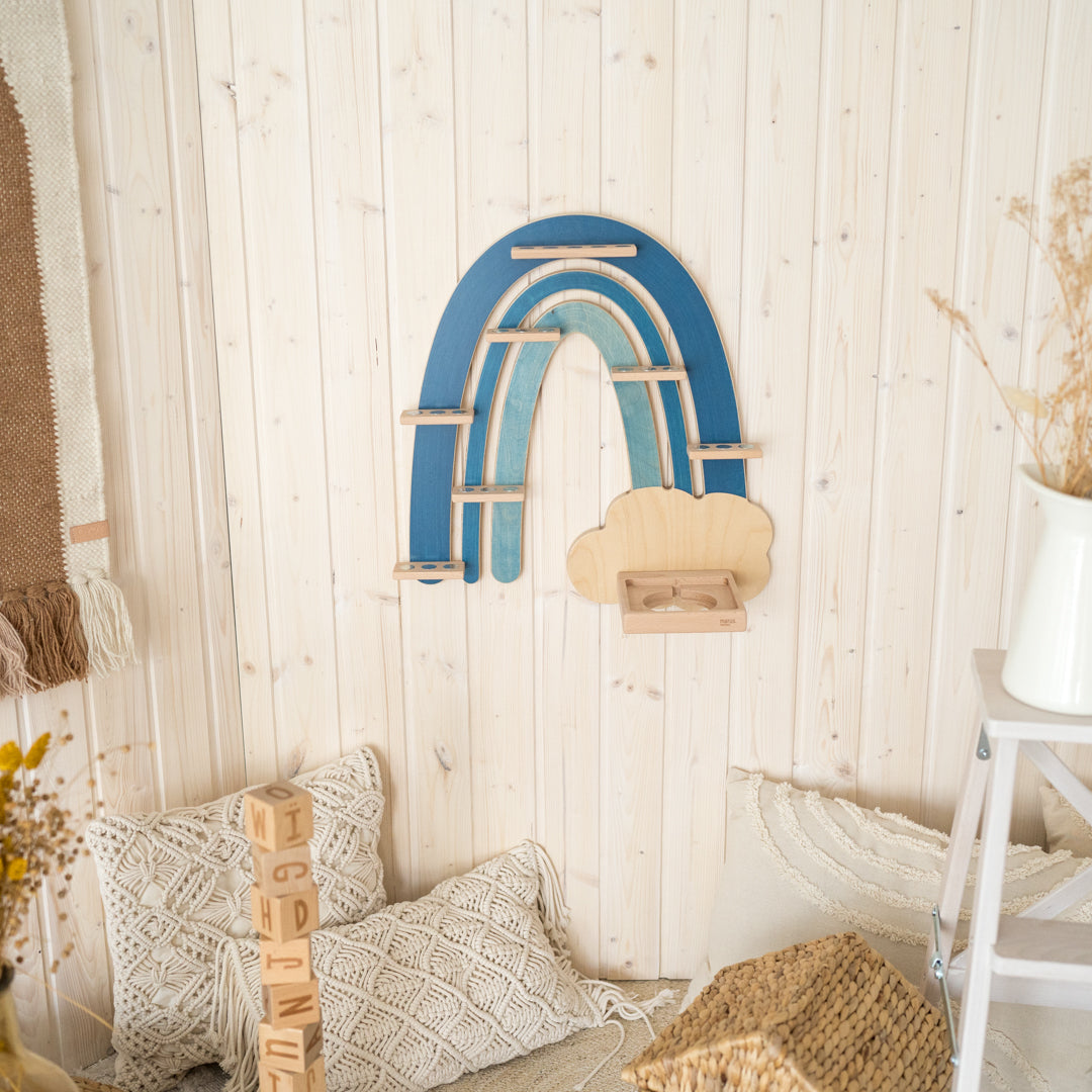 Toniebox-Regal Regenbogen blau im Kinderzimmer